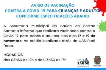 Vacinação contra a Covid-19 para todas as idades em Sertão Santana