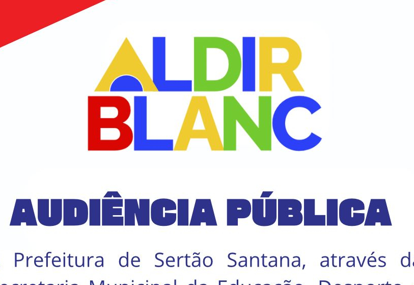 Município de Sertão Santana realizará audiência pública referente à Lei Aldir Blanc