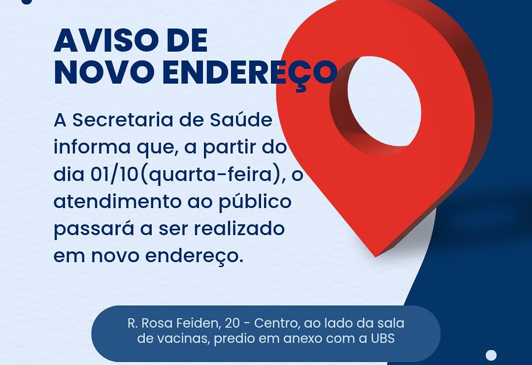 Secretaria de Saúde muda para novo endereço de atendimento